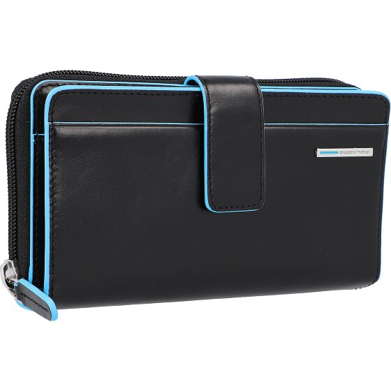 Piquadro Cartera cuadrada azul de piel RFID 17,5 cm