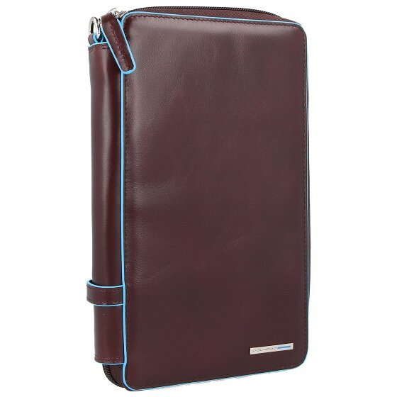 Piquadro Estuche de viaje cuadrado azul de piel 14 cm