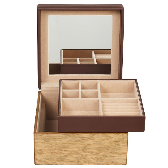 Windrose Estuche de madera para joyas de cuero 18 cm