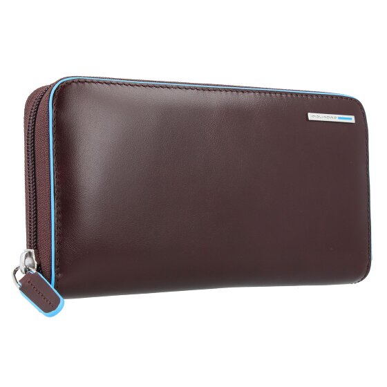 Piquadro Billetera cuadrada azul de cuero RFID 19 cm