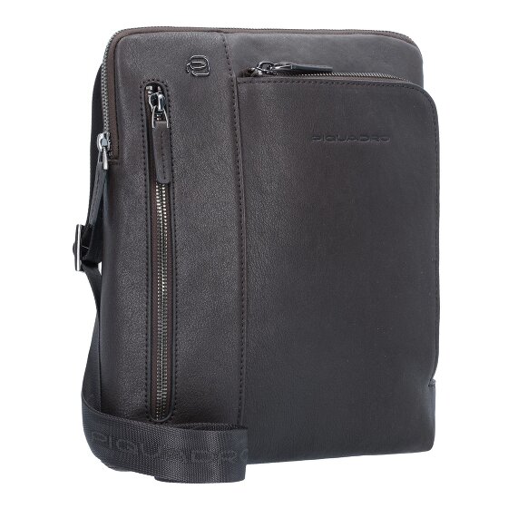 Piquadro Bolso cuadrado negro de cuero 24 cm