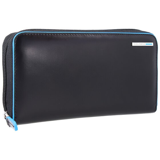 Piquadro Billetera cuadrada azul de cuero RFID 19 cm