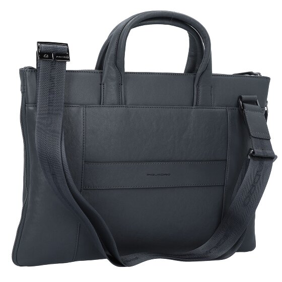 Piquadro Maletín cuadrado negro de piel 42 cm Compartimento para el portátil