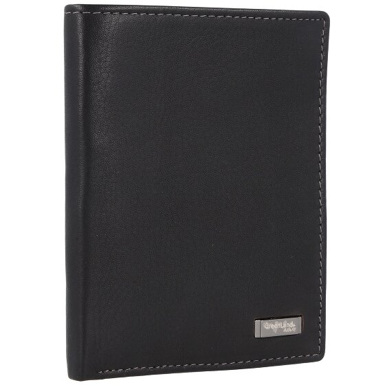 Greenland Nature Billetera de napa negra de cuero RFID 9,5 cm