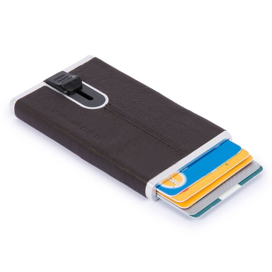 Piquadro Funda cuadrada negra para tarjetas de crédito RFID Piel 6 cm