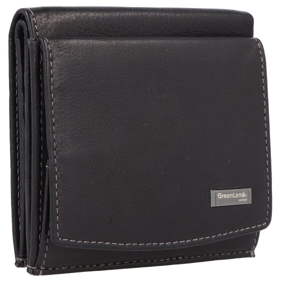 Greenland Nature Billetera de napa negra de cuero RFID 9,5 cm