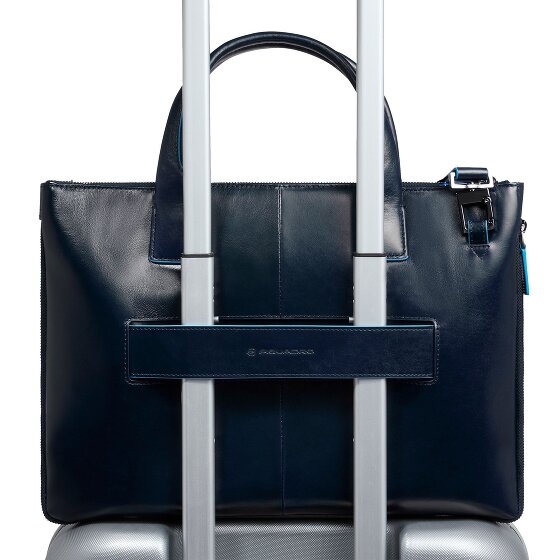 Piquadro Blue Square Bolsa de compras Piel 38 cm Compartimento para el portátil con pliegue de expansión