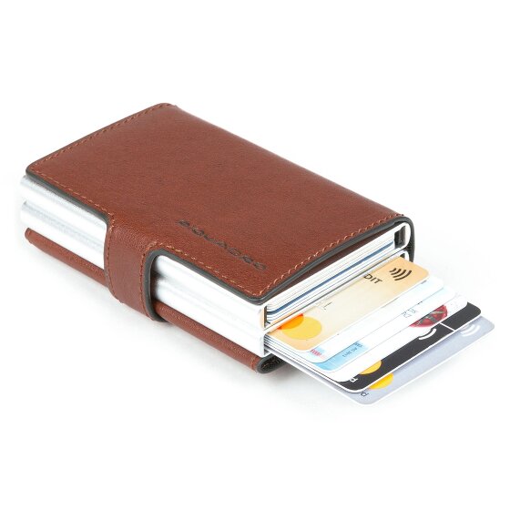 Piquadro Funda cuadrada azul para tarjetas de crédito RFID Piel 7 cm