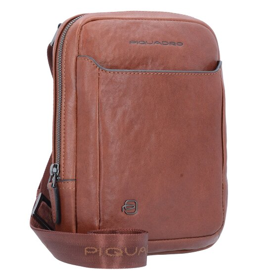 Piquadro Bolso cuadrado negro de cuero 17 cm