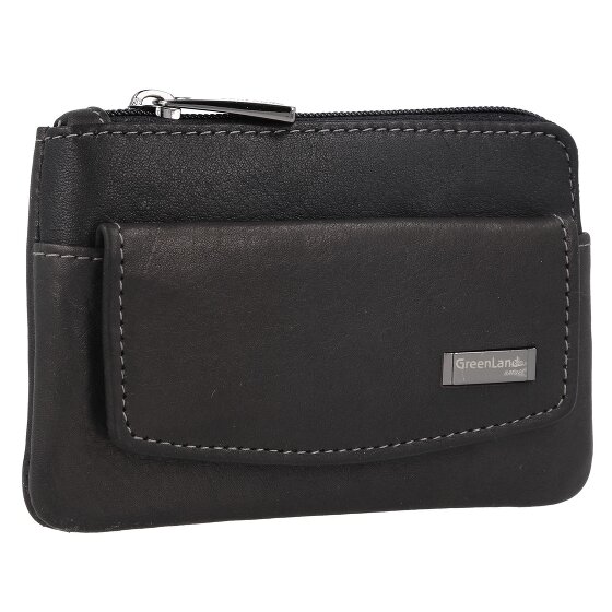 Greenland Nature Funda de napa negra para llaves de cuero RFID 11,5 cm
