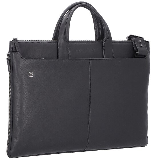 Piquadro Bolsa cuadrada negra para portátil Piel 47 cm