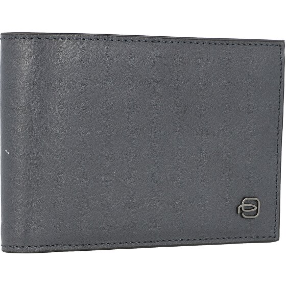 Piquadro Cartera cuadrada negra de piel RFID 12,5 cm