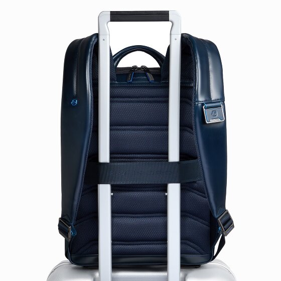 Piquadro Blue Square Mochila de día Protección RFID Piel 37 cm Compartimento para el portátil