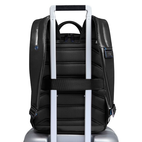 Piquadro Blue Square Mochila de día Protección RFID Piel 37 cm Compartimento para el portátil