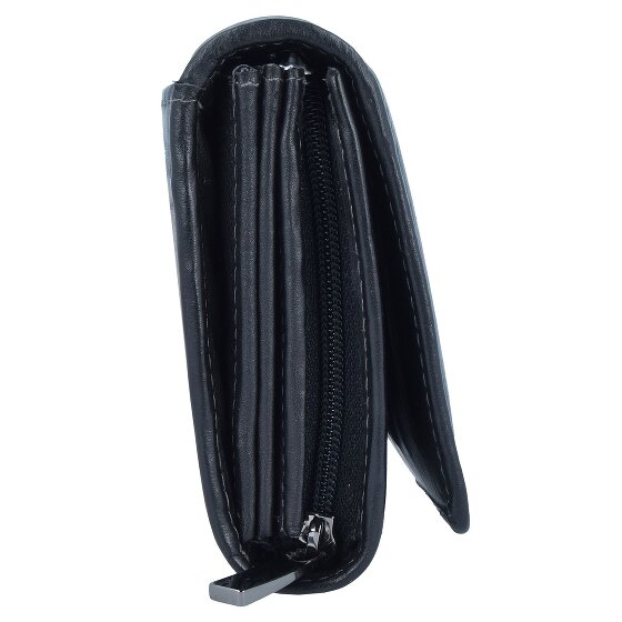 Greenland Nature Cartera de napa negra de cuero RFID 16 cm