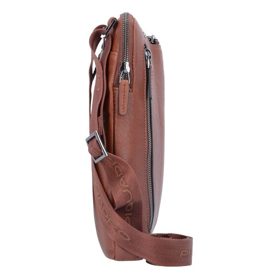 Piquadro Bolso cuadrado negro de cuero 24 cm