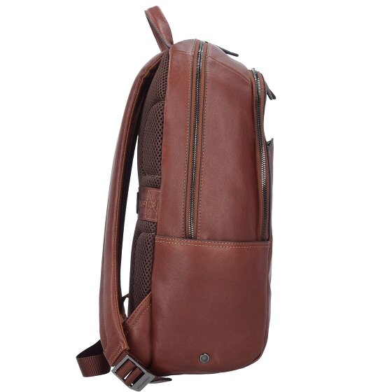 Piquadro Mochila cuadrada negra de cuero con compartimento para portátil de 39 cm