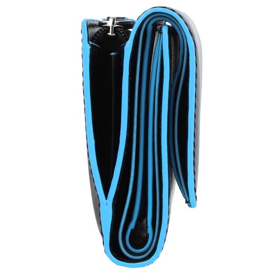Piquadro Billetera cuadrada azul de cuero RFID 12 cm