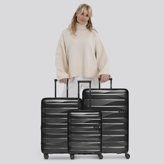Bergpfeil Juego de maletas de viaje de 4 ruedas, 3 piezas, con plegado extensible