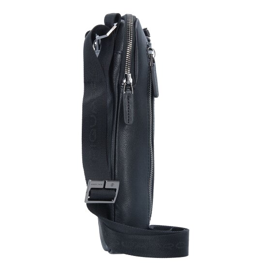 Piquadro Bolso cuadrado negro cuero 23 cm