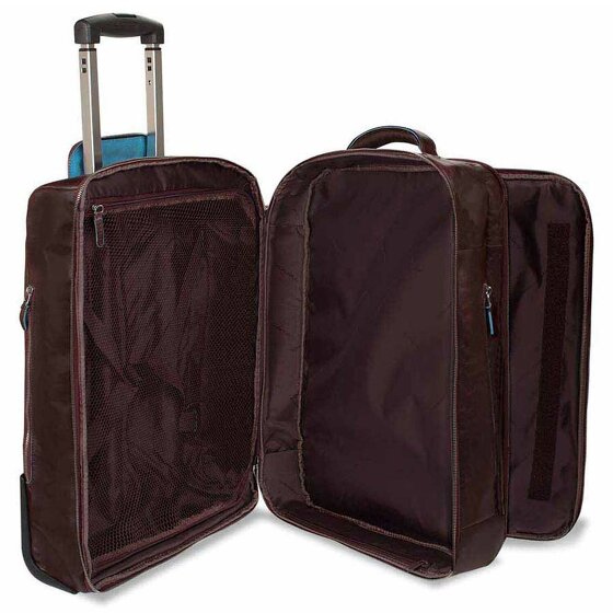 Piquadro Trolley de negocios cuadrado azul de 2 ruedas de cuero Compartimento para portátil de 51 cm