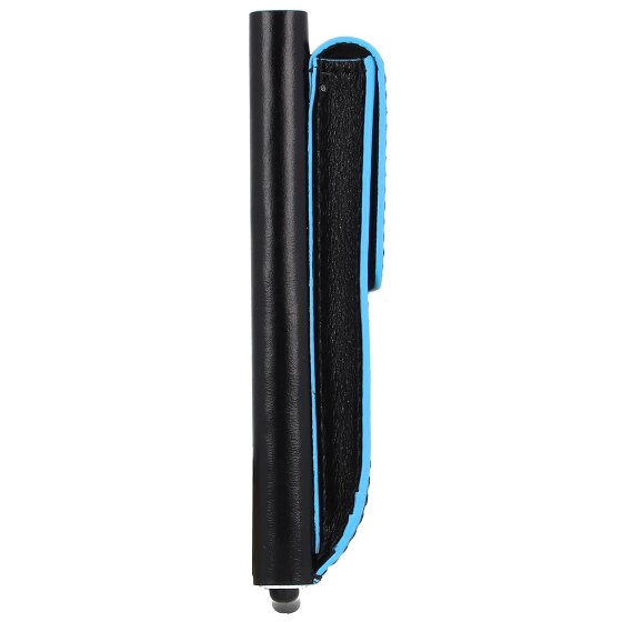 Piquadro Estuche cuadrado azul para tarjetas de crédito de cuero de 6 cm