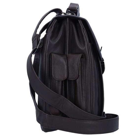 Piquadro Maletín cuadrado negro de piel 43 cm Compartimento para portátil