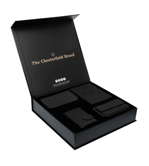 The Chesterfield Brand Estuche de regalo de 4 tarjetas de crédito de cuero de 7 cm