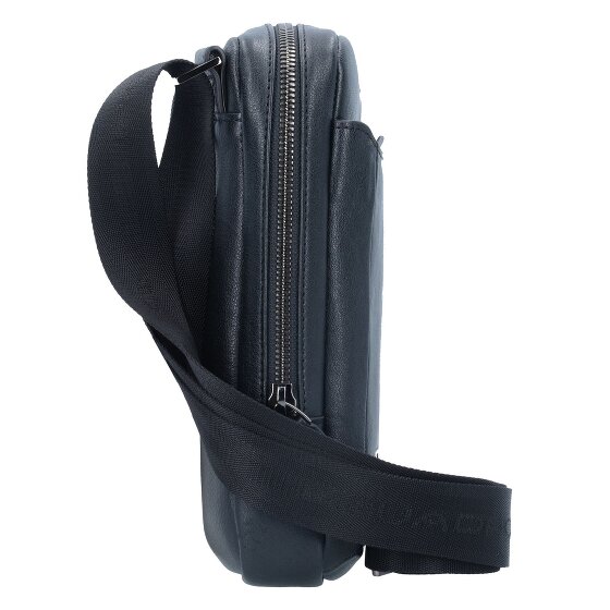 Piquadro Bolso cuadrado negro de cuero 17 cm