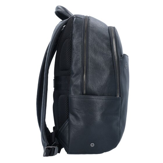 Piquadro Mochila cuadrada negra Piel 39 cm Compartimento para portátil