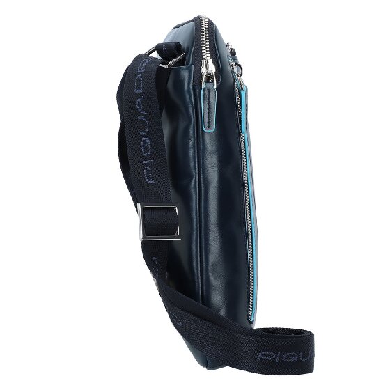 Piquadro Bolso cuadrado azul de cuero 21 cm