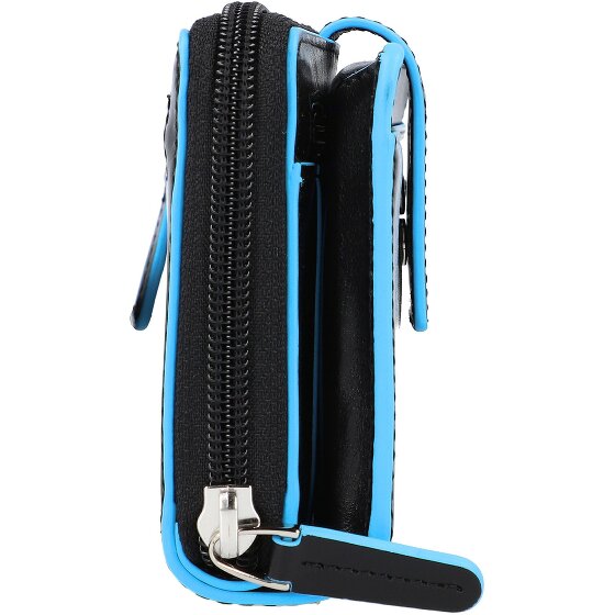 Piquadro Cartera cuadrada azul de piel RFID 17,5 cm