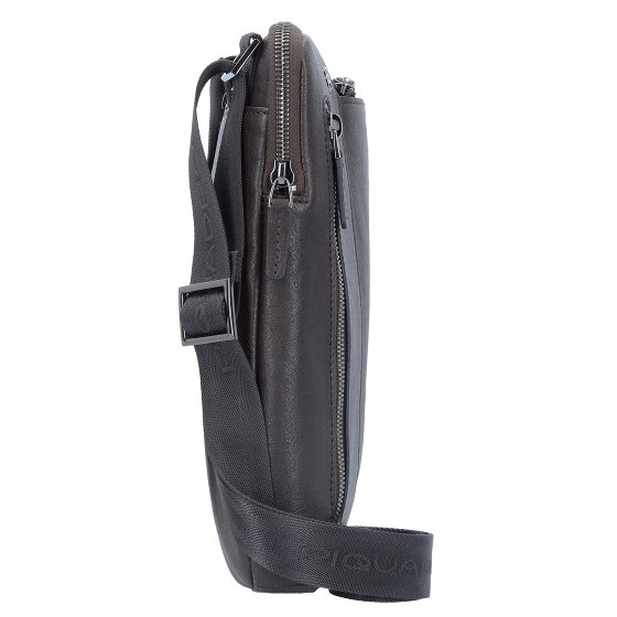 Piquadro Bolso cuadrado negro de cuero 24 cm