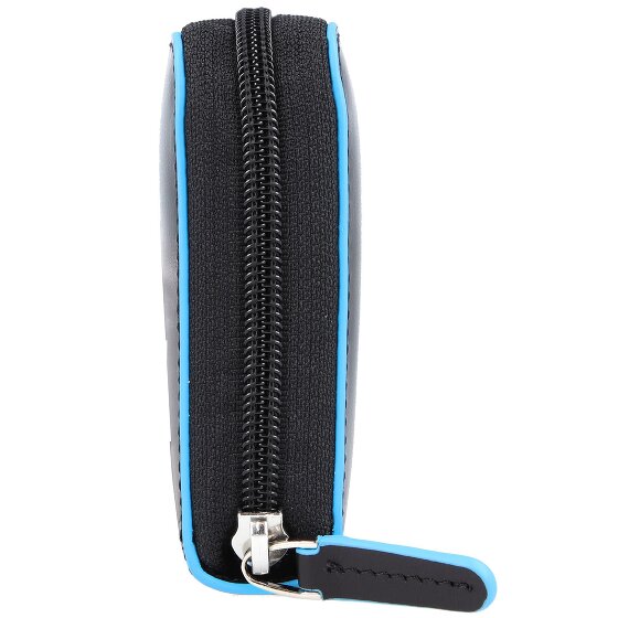 Piquadro Billetera cuadrada azul de cuero RFID 19 cm