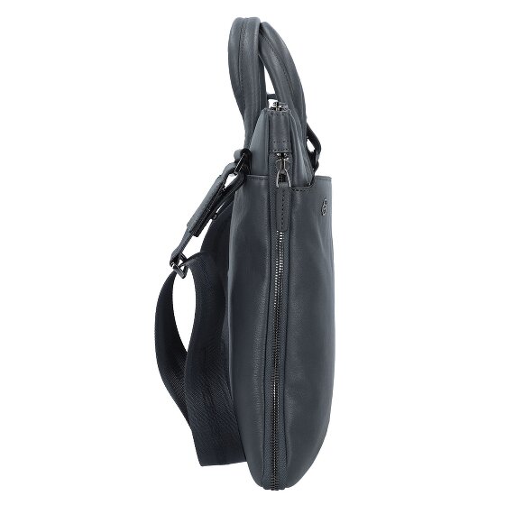 Piquadro Maletín cuadrado negro de piel 42 cm Compartimento para el portátil