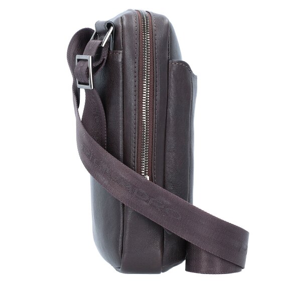 Piquadro Bolso cuadrado negro de cuero 17 cm