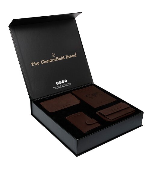 The Chesterfield Brand Estuche de regalo de 4 tarjetas de crédito de cuero de 7 cm