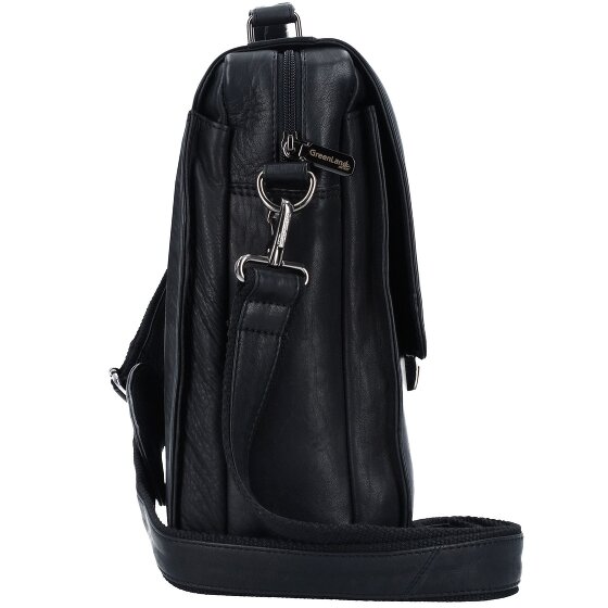 Greenland Nature Maletín de piel napa negra 40 cm Compartimento para portátil