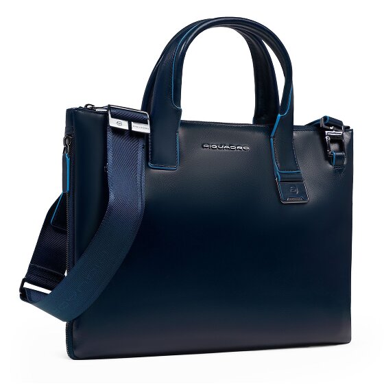 Piquadro Blue Square Bolsa de compras Piel 38 cm Compartimento para el portátil con pliegue de expansión