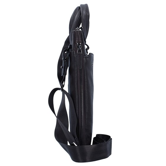 Piquadro Maletín cuadrado negro de piel 42 cm Compartimento para el portátil