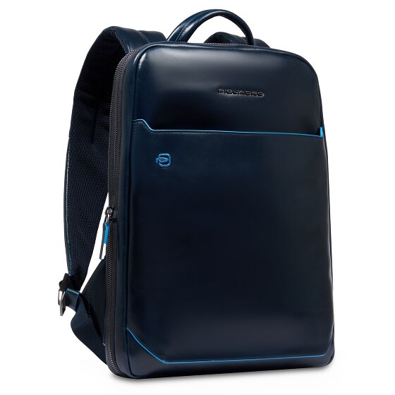 Piquadro Blue Square Mochila de día Protección RFID Piel 37 cm Compartimento para el portátil