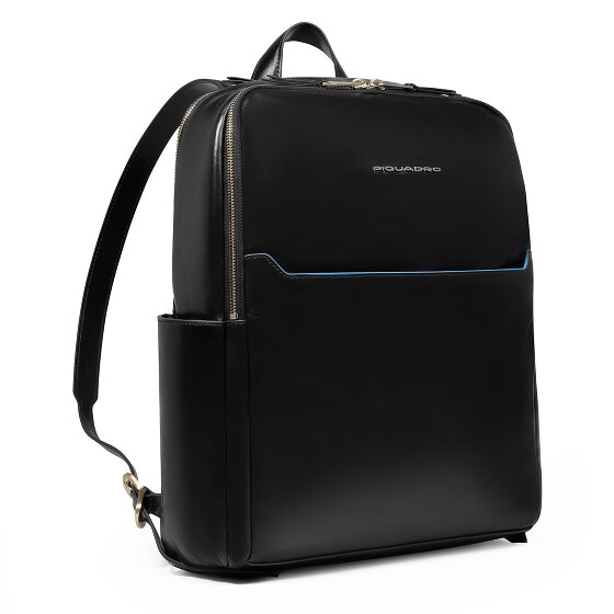 Piquadro Blue Square Mochila de día Protección RFID Piel 37 cm Compartimento para el portátil