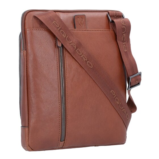 Piquadro Bolso cuadrado negro de cuero 24 cm