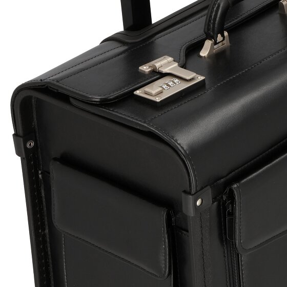 Dermata Trolley de cuero de 2 ruedas con compartimento para portátil de 45,5 cm