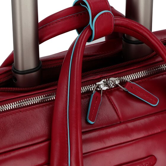 Piquadro Trolley azul cuadrado de 2 ruedas de cuero con compartimento para el portátil de 36 cm