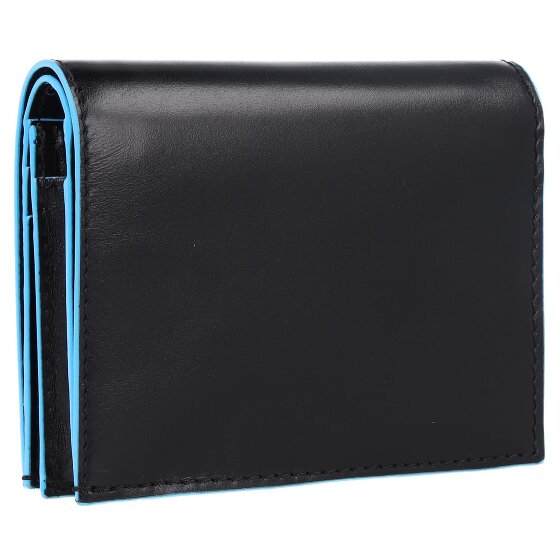 Piquadro Billetera cuadrada azul de cuero 11 cm