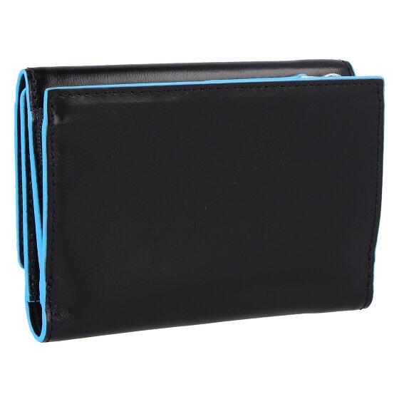 Piquadro Billetera cuadrada azul de cuero RFID 12 cm