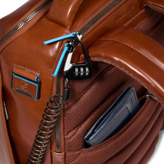 Piquadro Blue Square Mochila de día Protección RFID Piel 39 cm Compartimento para el portátil