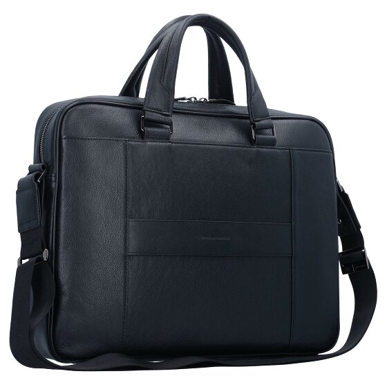Piquadro Maletín cuadrado negro Piel 40 cm Compartimento para portátil