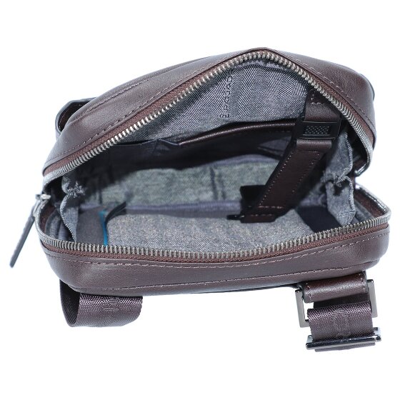 Piquadro Bolso cuadrado negro de cuero 17 cm